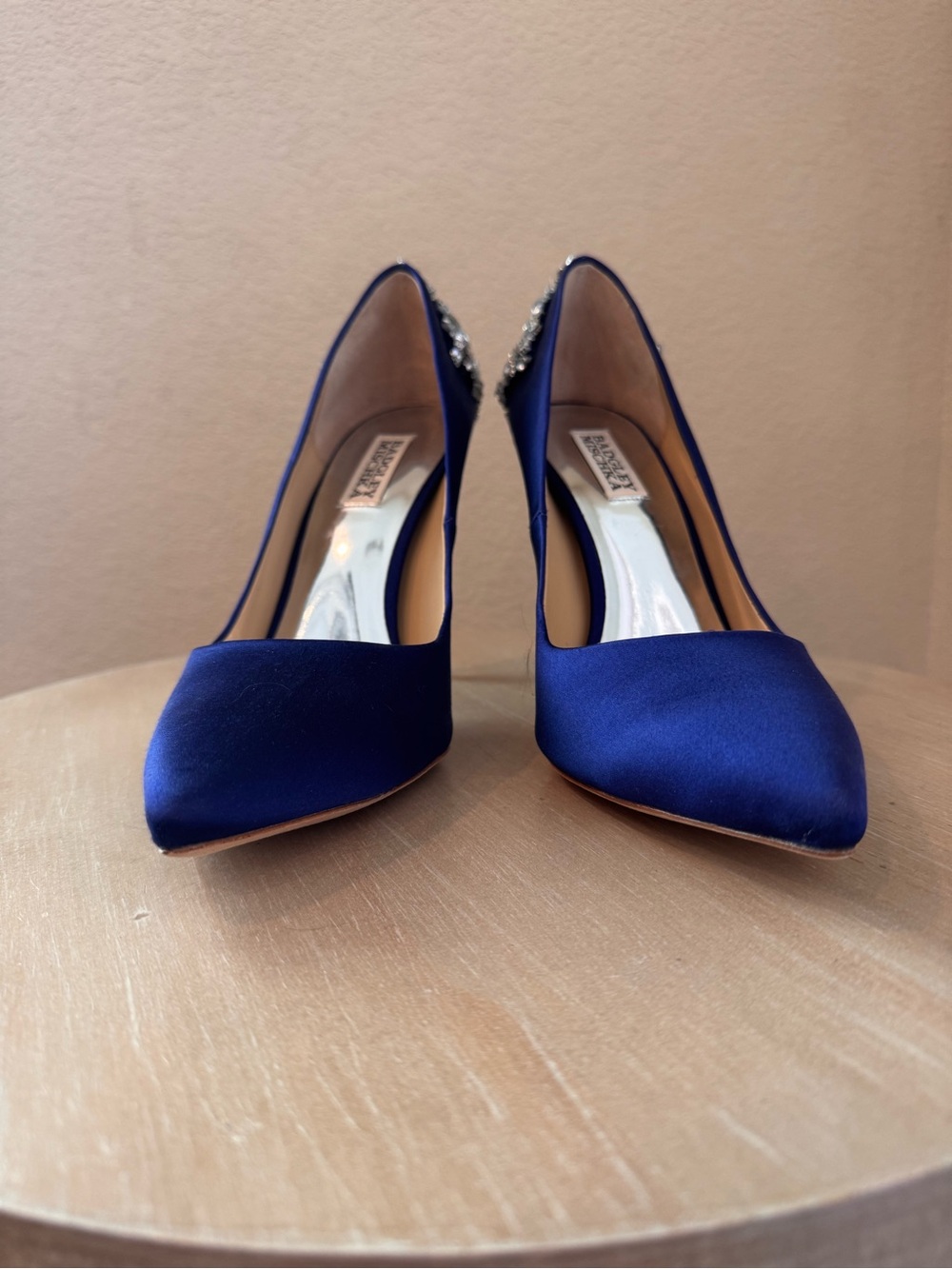 Badgley Mischka Gorgeous Indigo Satin Crystal Embellished Pump - 9.5 - NIB $345